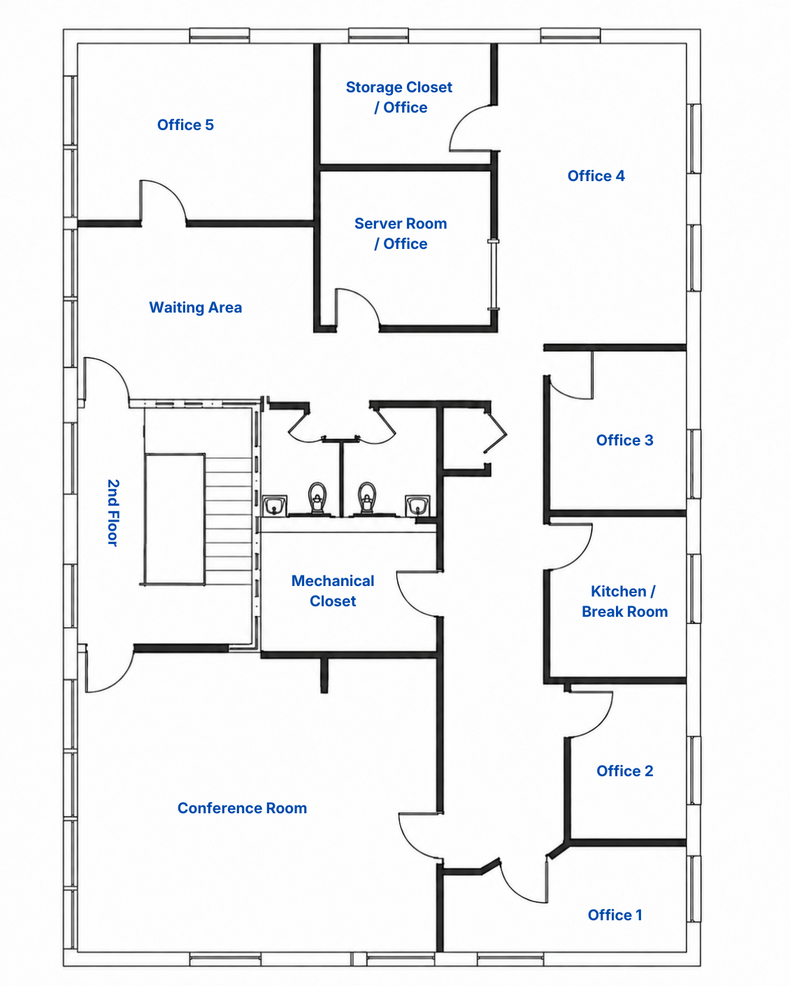 Second floor plan of 1395 Route 539 — office fit-out